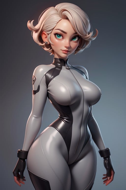 3d (caricatura), Light Grey Latex Body Suit, In The BackPorno IA