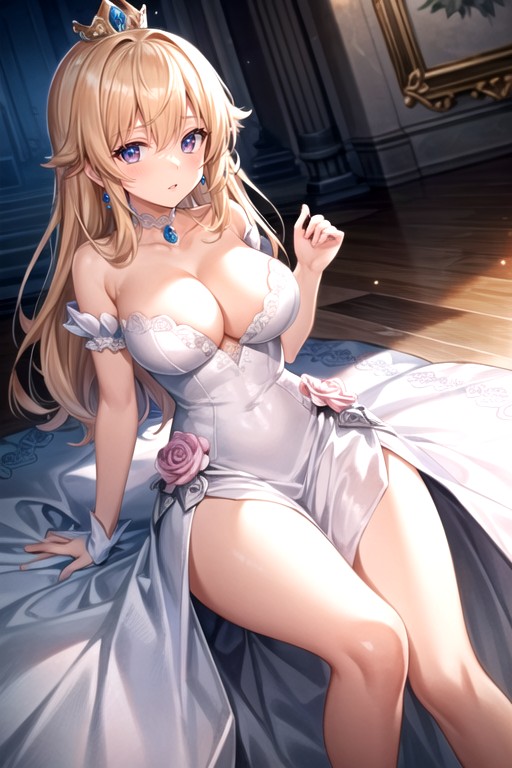 White Wedding Dress, Thighs Exposed, Princess Peach (super Mario Bros) Shemale AI Porn