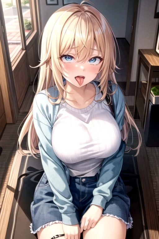 Sitting Down, Ahegao, Pullover AI Porn