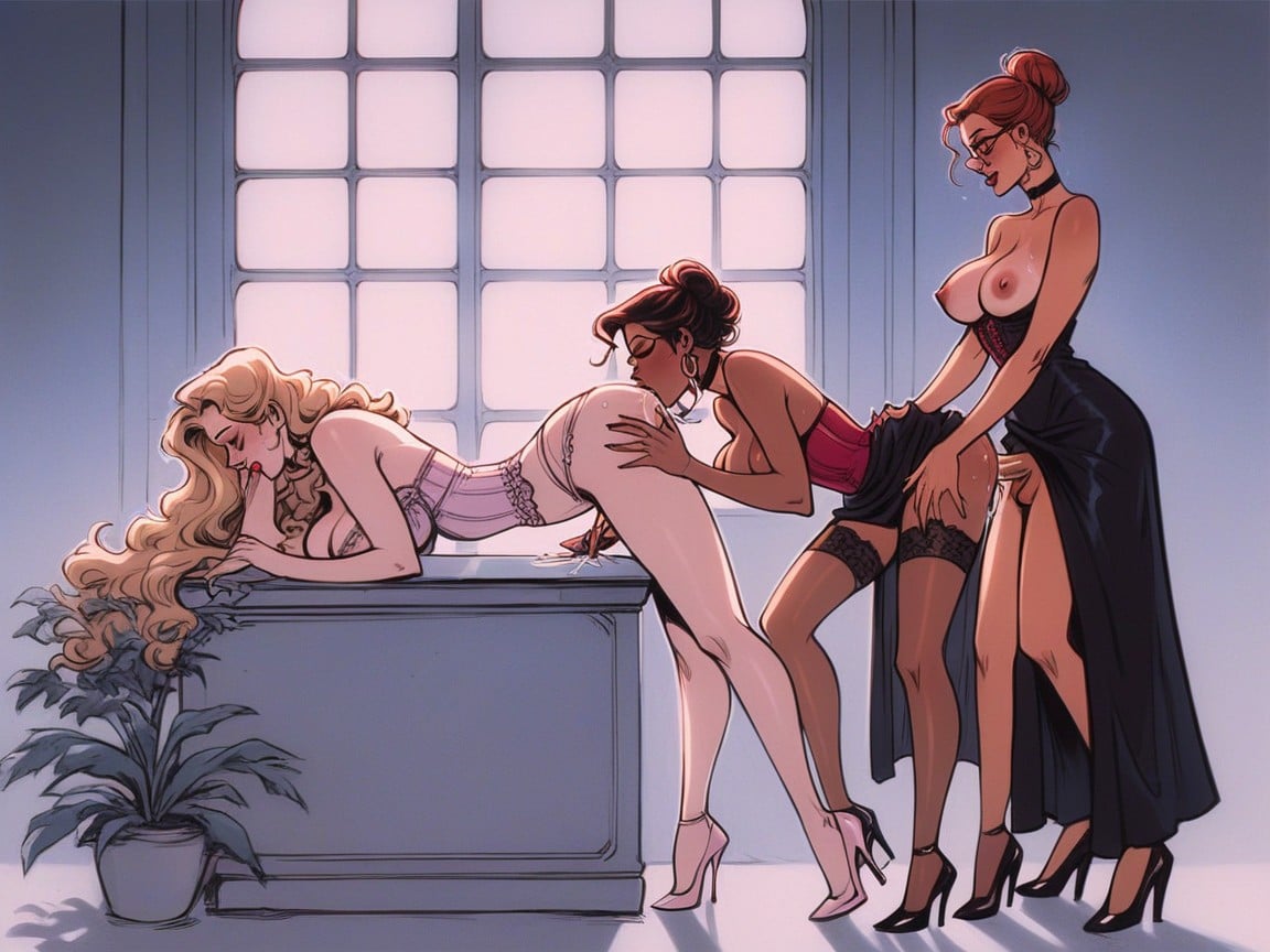 White Skin, Cumming, Brunette Hentai AI Porn