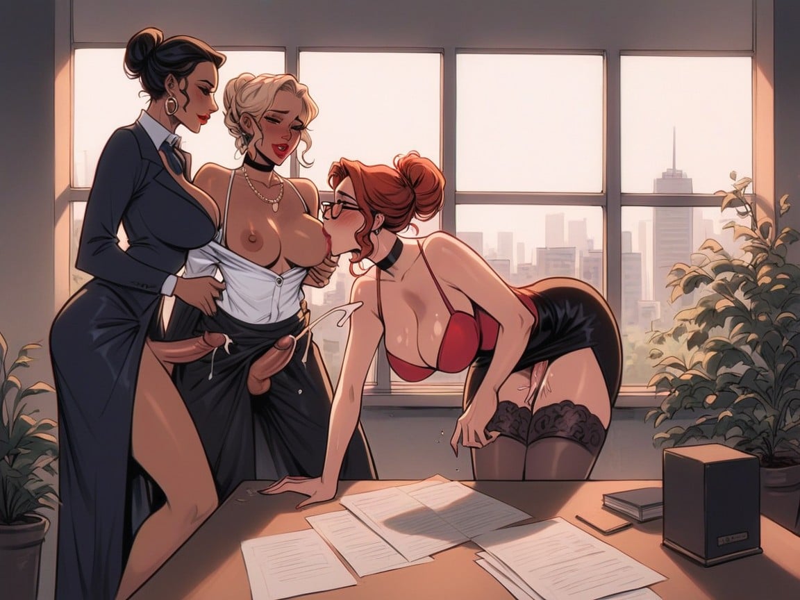 Hard Nipples, Clean Line Art, Red Hair Hentai AI Porn
