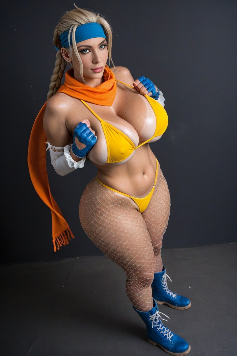 Natural Breast, Freckles, Rikku From Final Fantasy X Blonde AI Porn