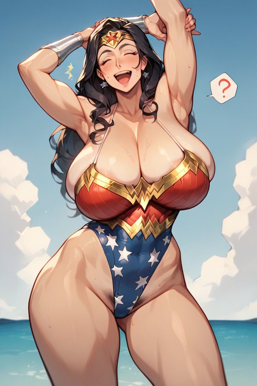 Wonder Woman, Breasts Spilling Out Of Swimsuit, Question MarkPorno IA