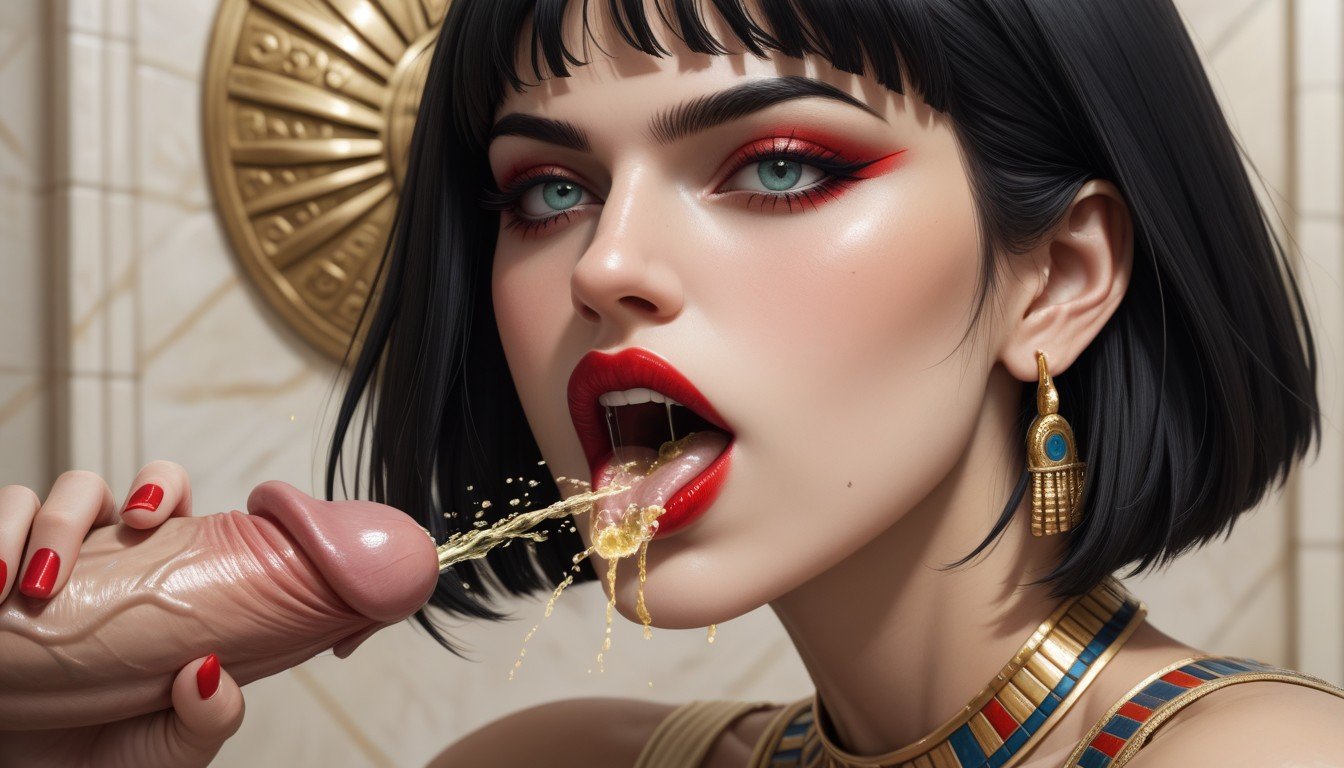 Red Lips, Cleopatra, Side View AI Porn