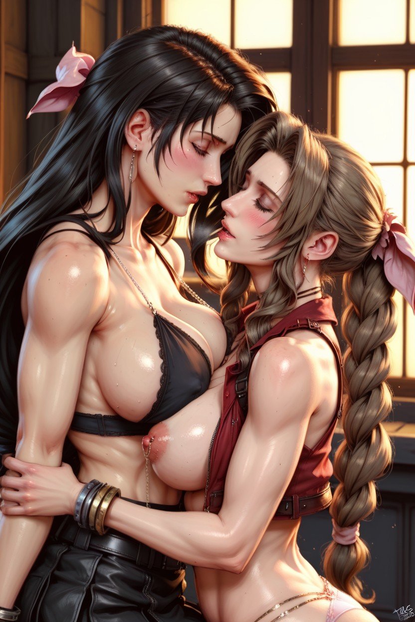 Passion Aerith Gainsborough, Natural Big Breasts, Passion With Aerith Gainsborough Pornografia de IA