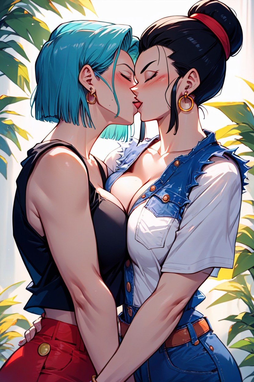 Triple Lesbian Kiss, Chichi In Dragon Ball Z, Bulma In Dragon Ball ZPorno IA