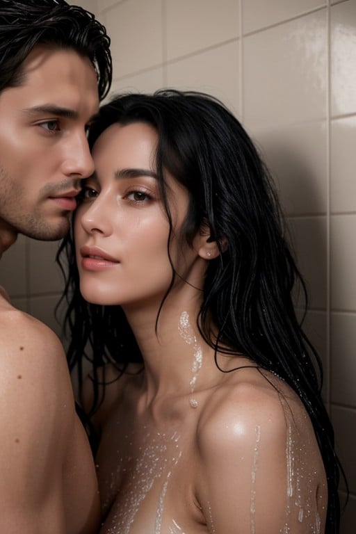 A Woman With Long Black Hair, A Man Having Sex With A Woman In The Shower, The Woman With Semen On Her Tits And Vagina人妖AI色情