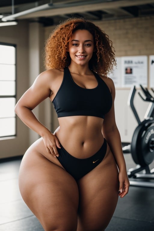 Gym, Smiling Mouth Open, Extremely Large Ass Shemale AI Porn