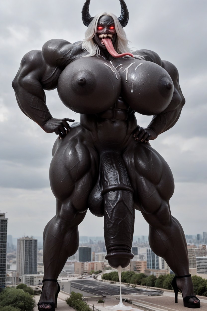 Growth Comparison, Woman Bigger Than City, Long Legs Shemale AI Porn