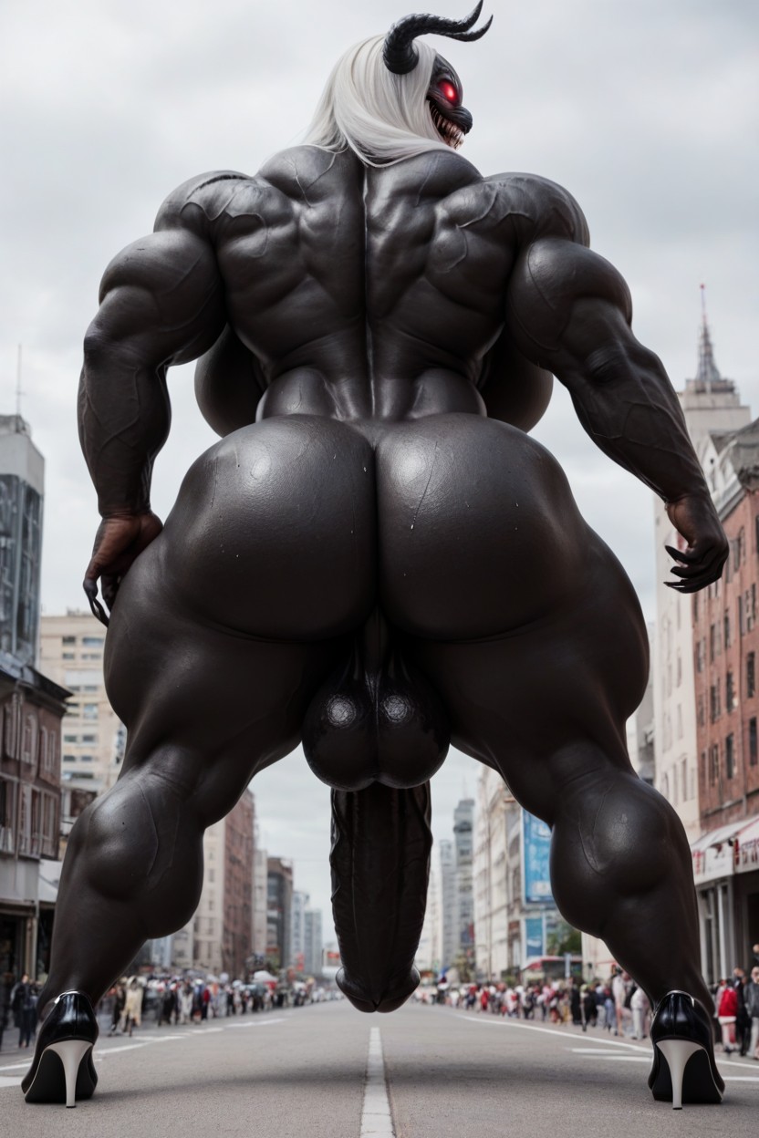 Rear View, Standing, Growth Comparison Shemale AI Porn