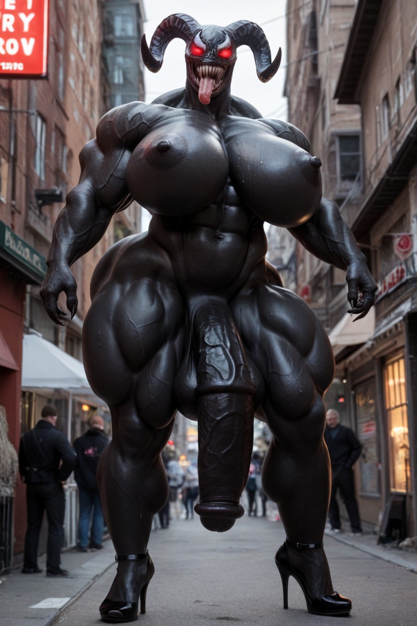 Black Pony Cock Growth, Black Skin, Venom Futanari Shemale AI Porn