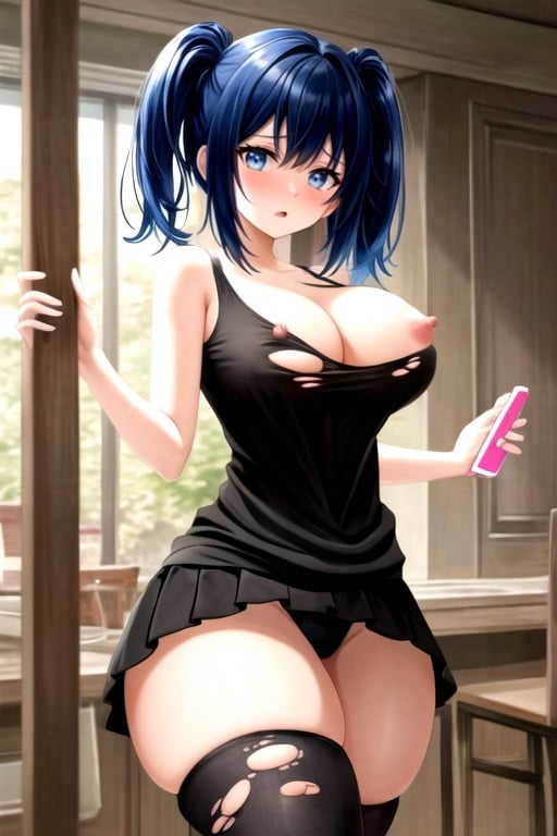 Cleavage, Thigh High Socks, Extremely Large Ass Hentai AI Porn