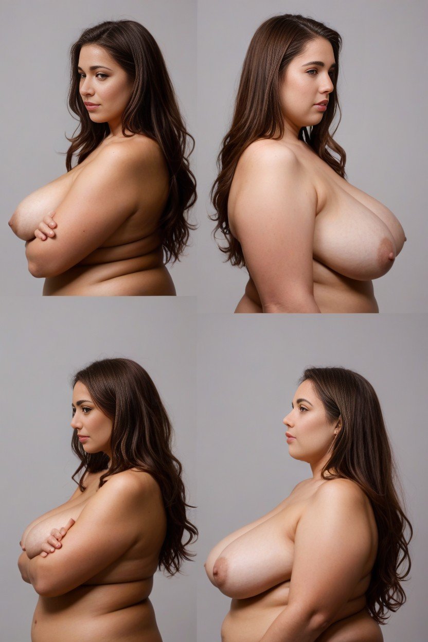 Brown Hair, Medium Tits, Obese Shemale AI Porn