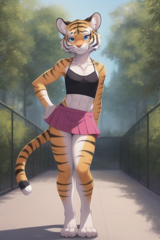 Famale Tiger, Femboy , Standing Pornografia peluda com IA