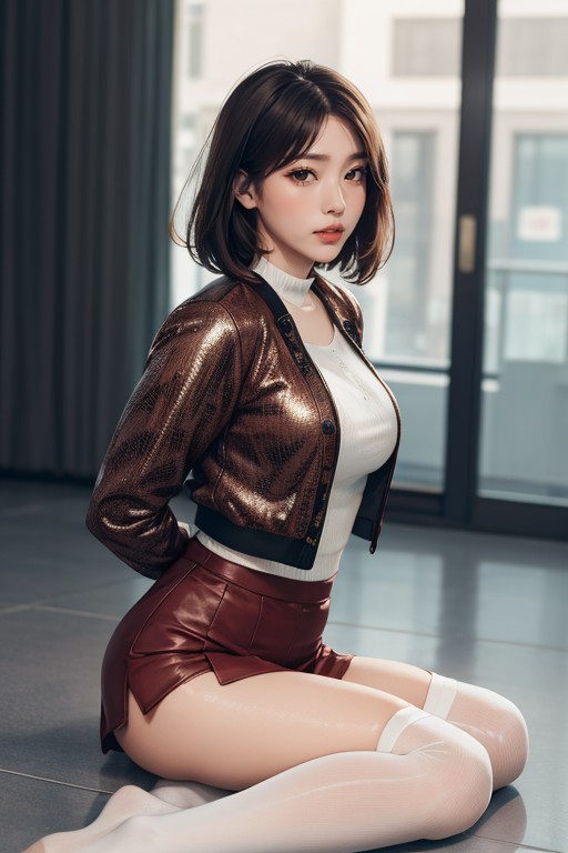 Thigh High Socks, Jacket, Bobcut AI Porn