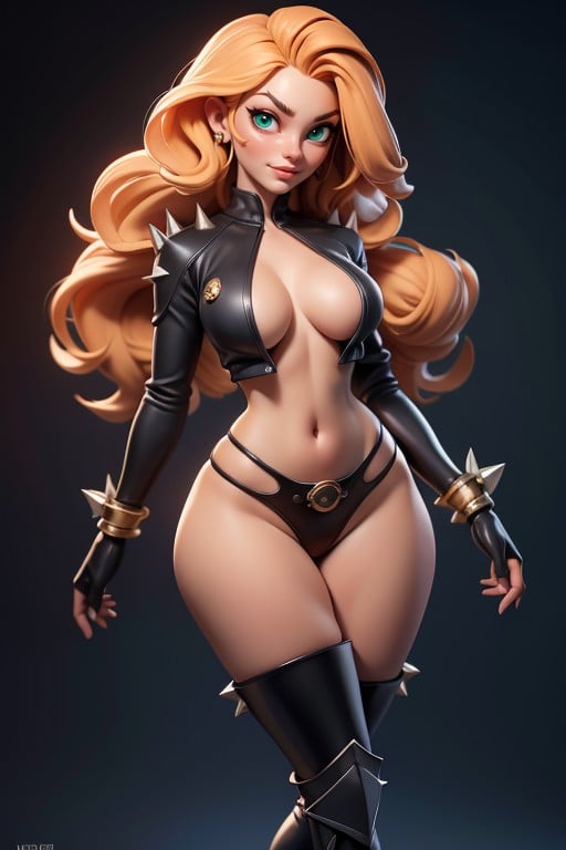 Black Swimsuit With A Hole That Exposed Stomach And Navel, Large Gold Belt, RedheadAI黃片