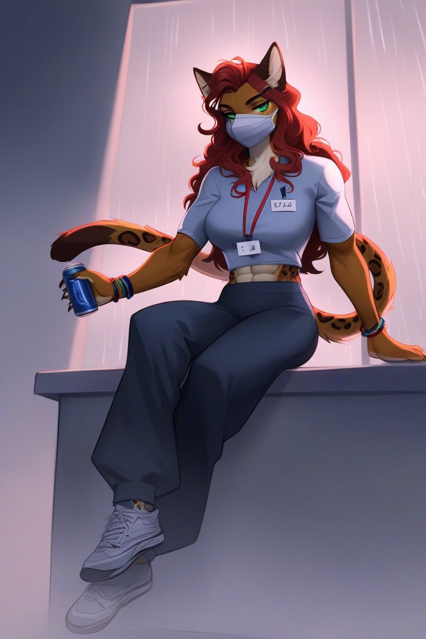 20s, Wearing Blue Nurses Scrubs, Hospital Furry AI Porn