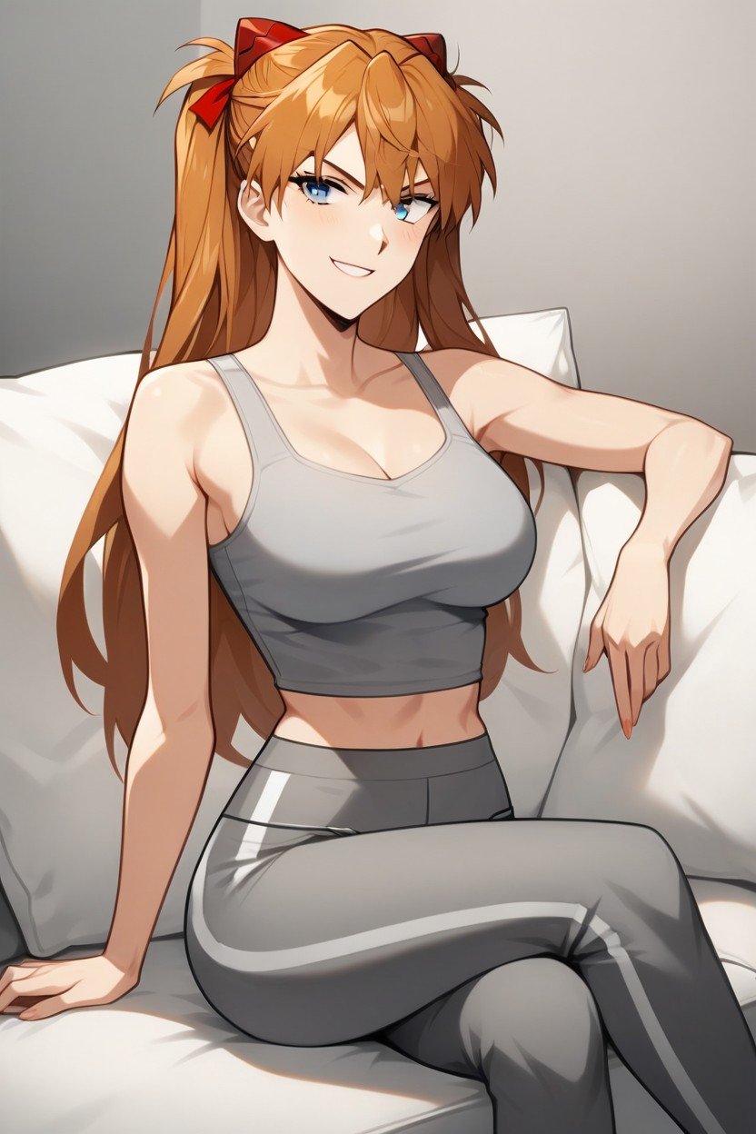 Asuka Langley Soryu, Fatman Sitting Right Behind Her, Brown Beard Fatman AI Porn