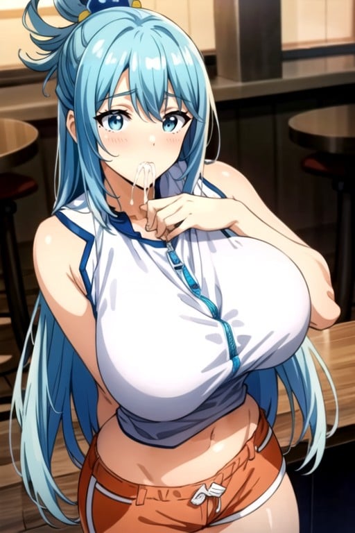 Aqua From Konosuba, Midriff, Drunk Pornografia de IA