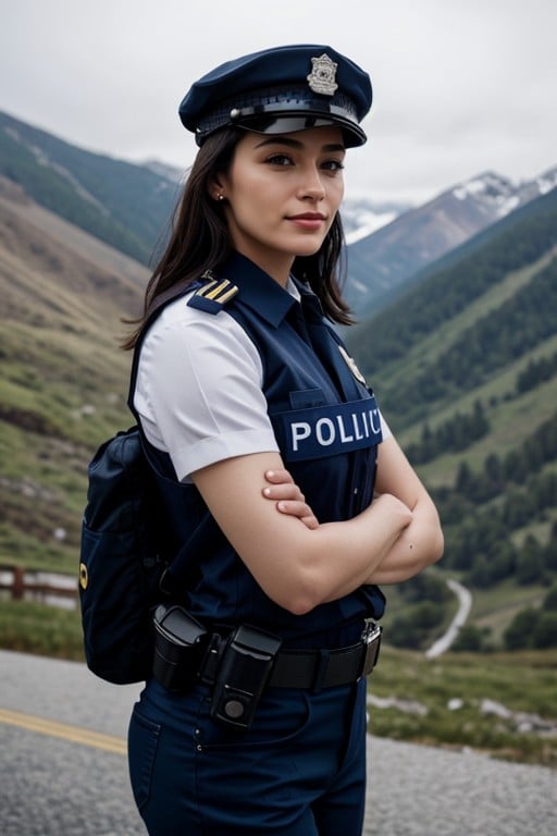 Police Costume, Front View, 1 Person AI Porn