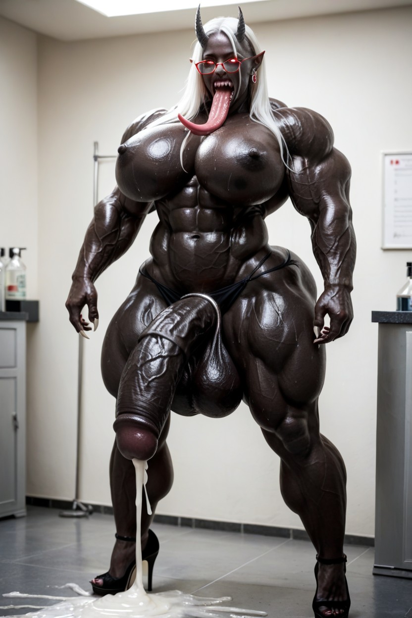 Muscle Growth Experiment, Massive Breast, Woman Face Shemale AI Porn