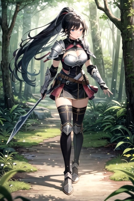 Full Body, Armor, Ponytail AI Porn