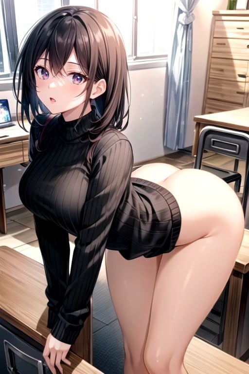 Bent Over, Sweater, DeskニューハーフAIポルノ