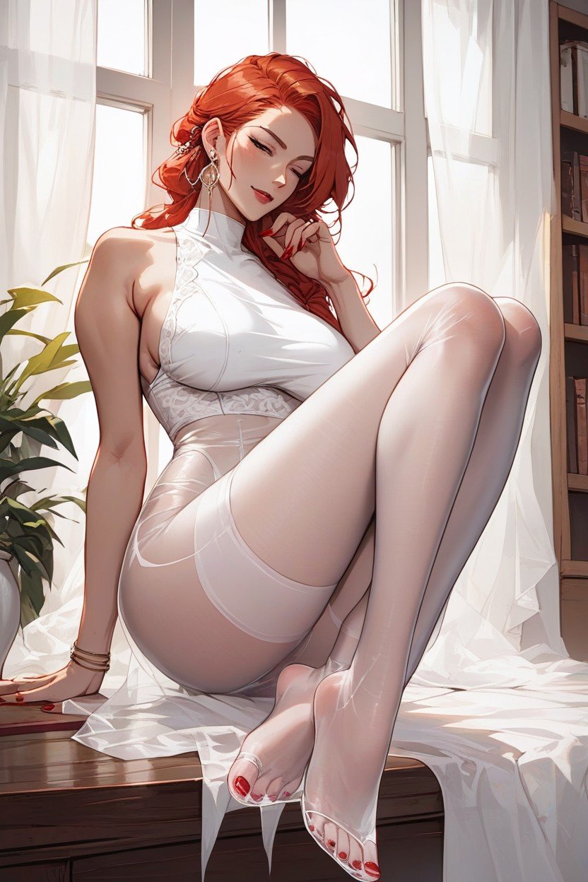 In Her Room, Red Nail Polish, Transparent TightsAI黃片