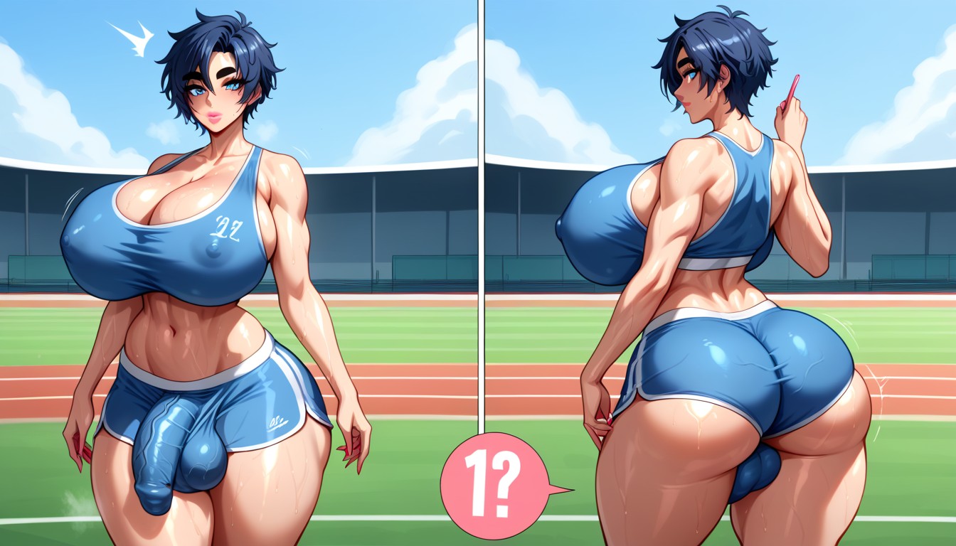 Panels, Cleavage, Throbbing Bulge Shemale AI Porn