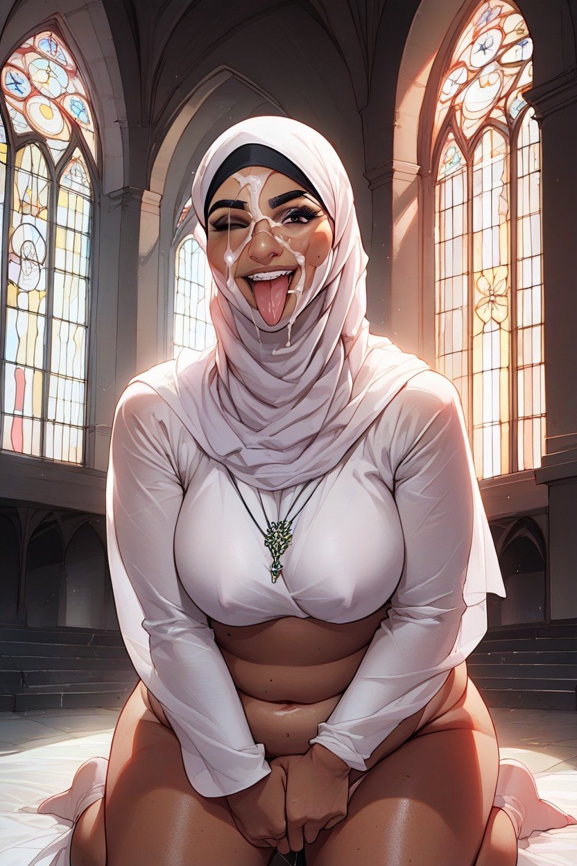 Hijab, Winking, Cumshot AI Porn