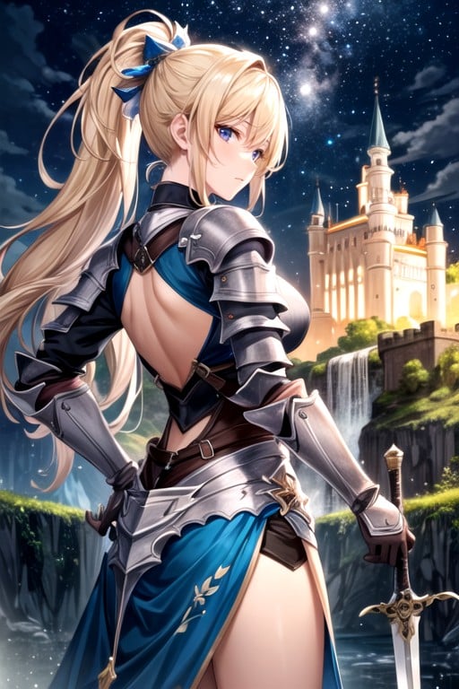 Warrior Woman, Ponytail, Blonde HairPorno AI