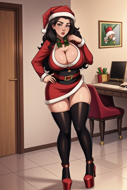 Mrs Claus, Thicc Plump Thighs, Perfect Anatomy AI Porn