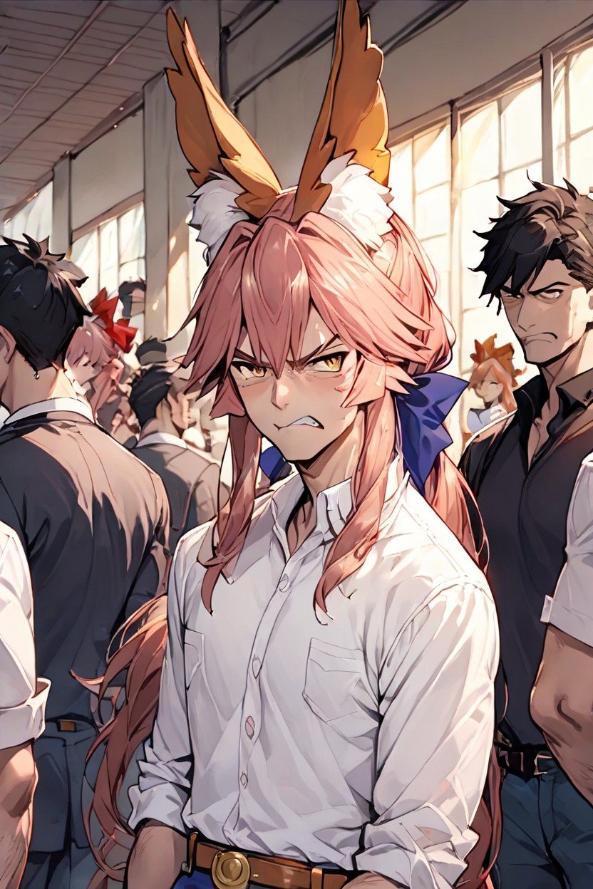 Men Surround Tamamo No Maefate Grand Order, Many People Around, Tamamo No Maefate Grand Order AI Porn