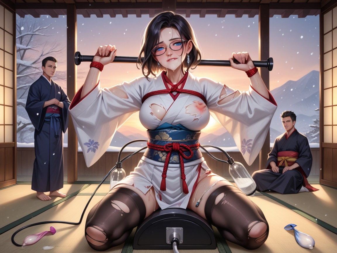 Crying, Dimly Lit, Shibari Hentai AI Porn
