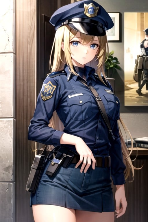 Police Costume, Aiz Wallenstein (is It Wrong To Try To Pick Up Girls In A Dungeon?) AI Porn