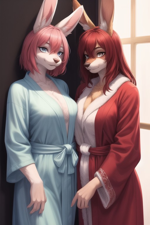 Hard Light, Bathrobe, Red Hair Furry AI Porn