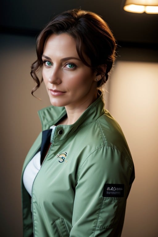 Green Eyes, Backlit, Jacket AI Porn