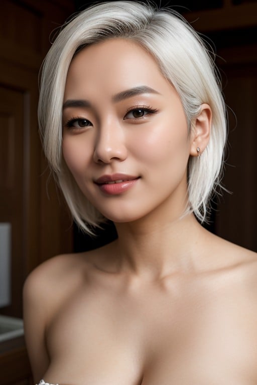 White Hair, Horny, Large Breast AI Porn