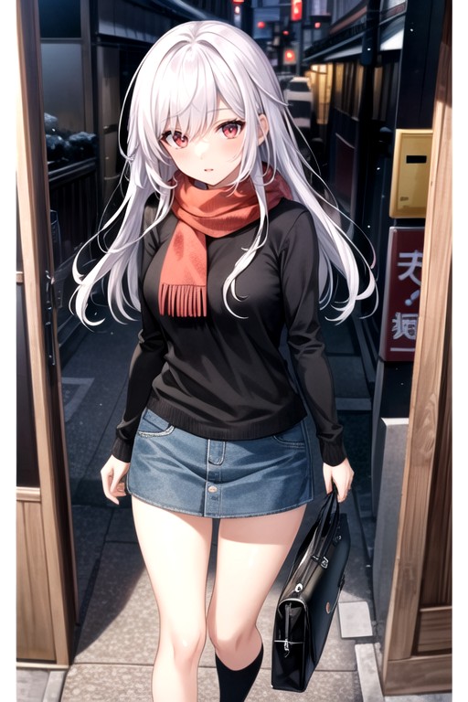 Tokyo, Red Eyes, Scarf AI Porn