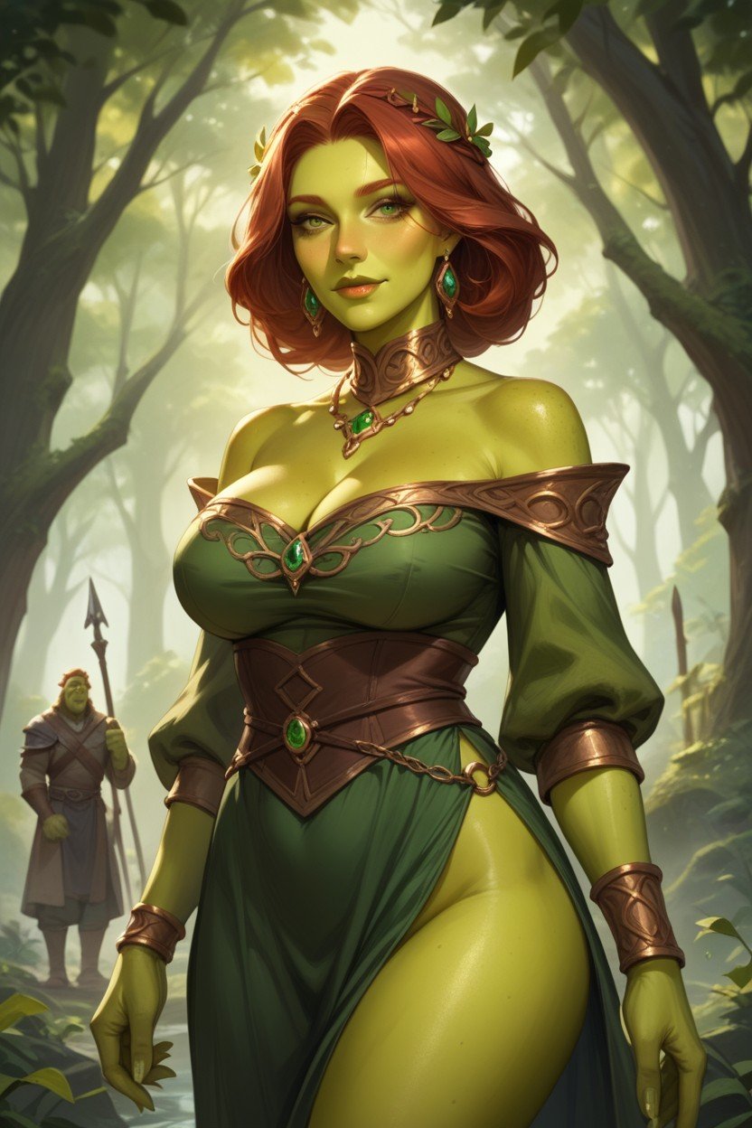 Green Skin, Ogre Form, Ogre Princess Fiona From Shrek AI Gay Porn