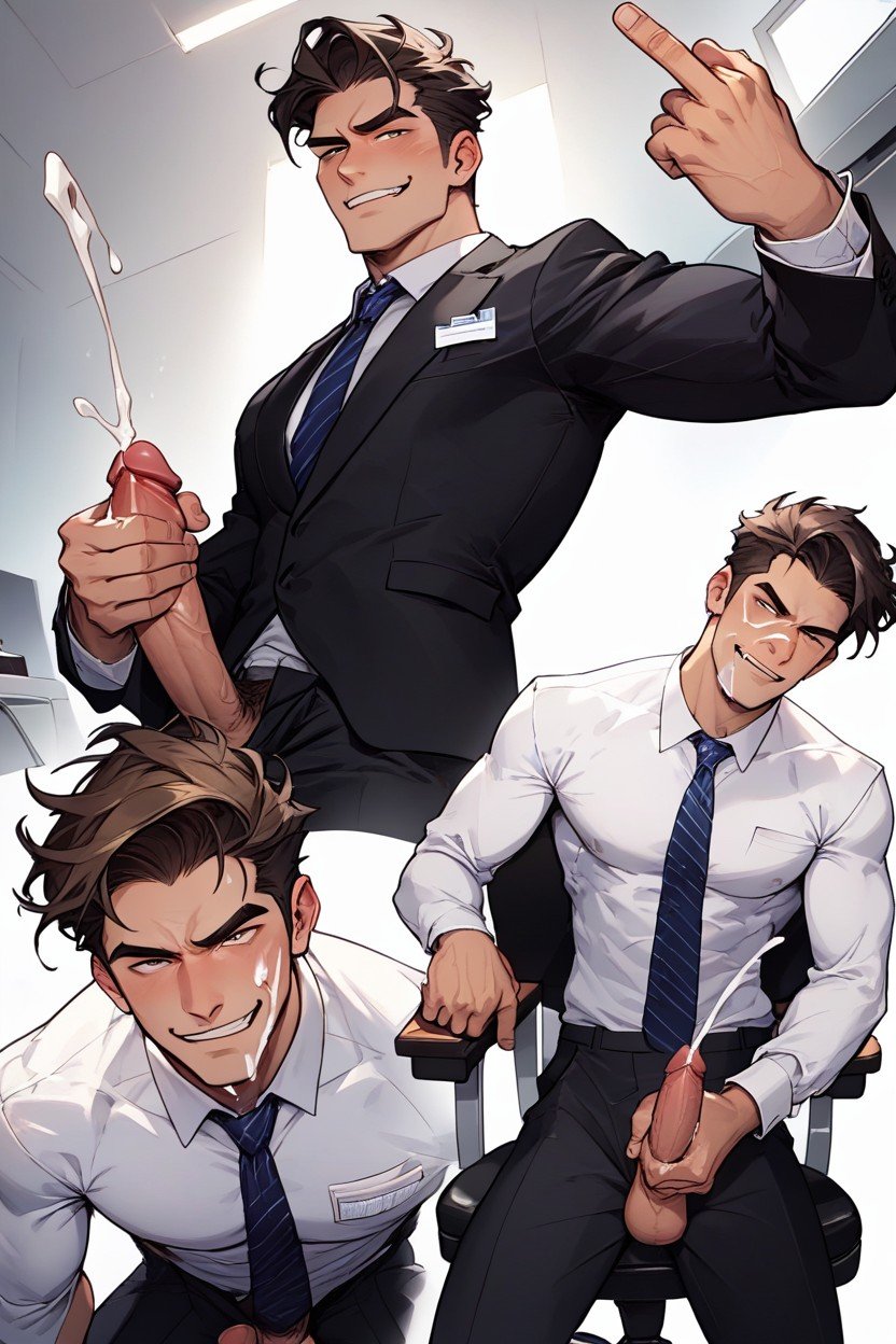 Office, Masturbation, Smug AI Gay Porn