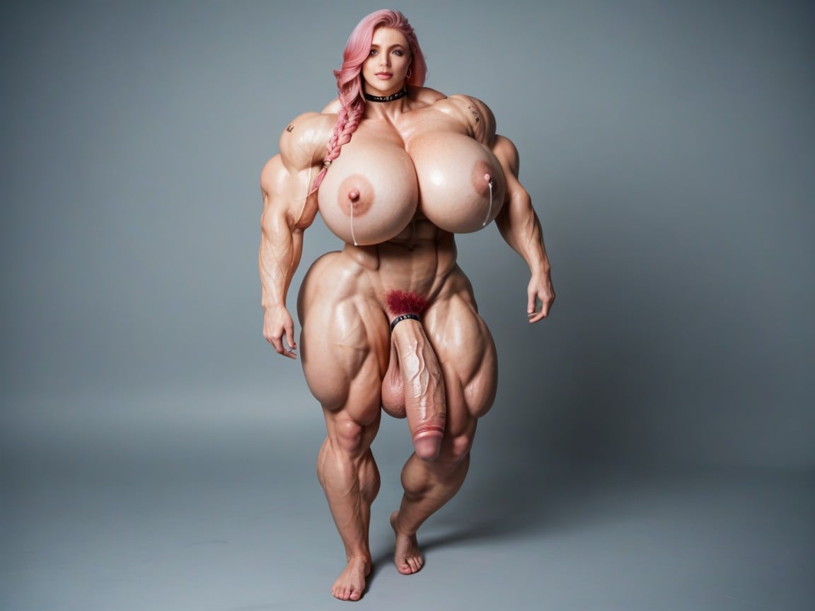 Foulard, Hyper Huge Muscles, DeboutPorno IA transsexuelle