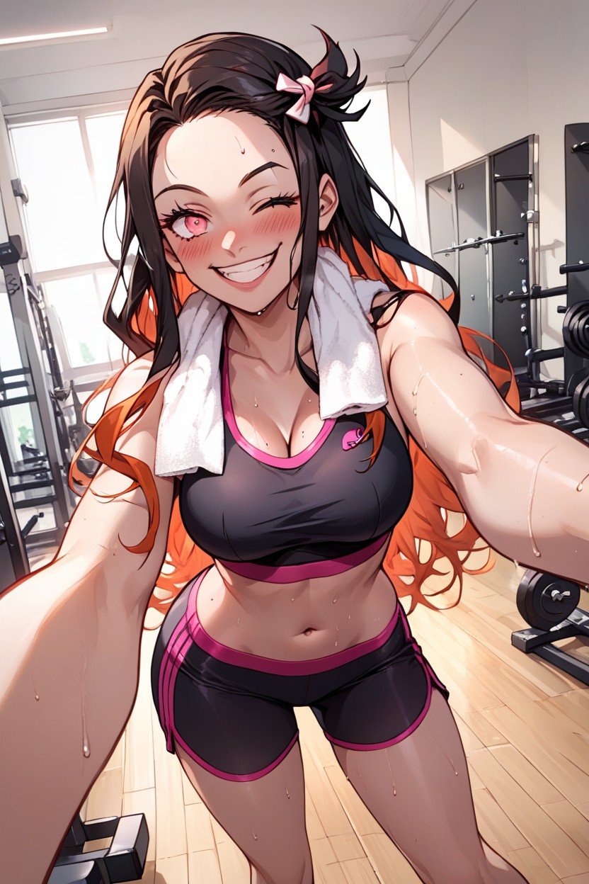 Wink, Mischievous (smiling While Blushing), Gym AI Porn