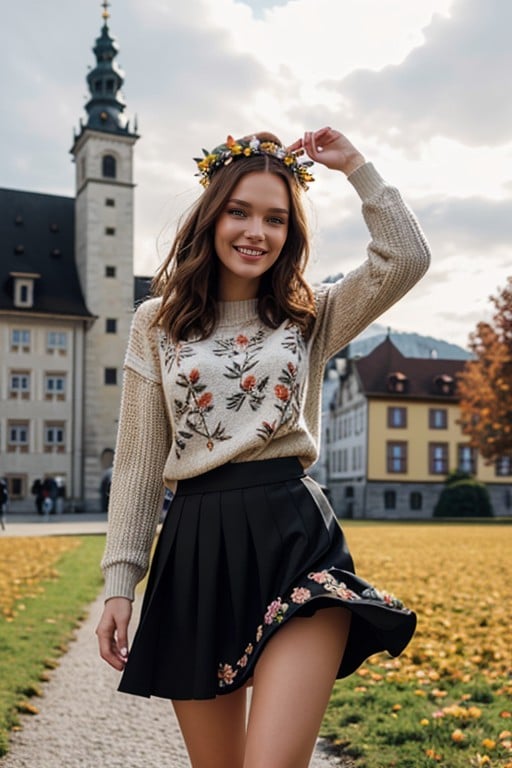 Autumn Sweater, Flower Crown, Flower Crown AI Porn