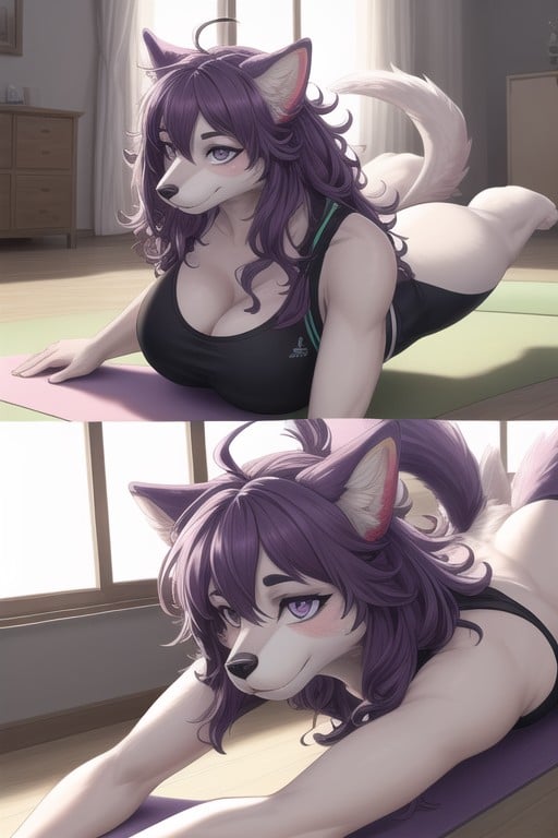 Curly, Yoga, Messy Hair Furry AI Porn