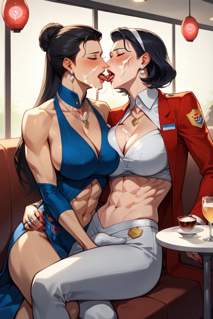 Black Hair Kiss Lesbian Big Boobs Mega Tetas, 運動型, JapaneseAI黃片