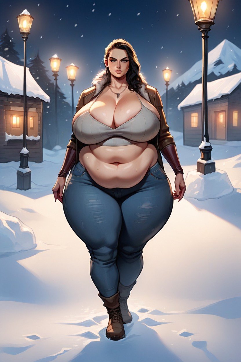 巨大な胸, Snow, Big BellyAIポルノ