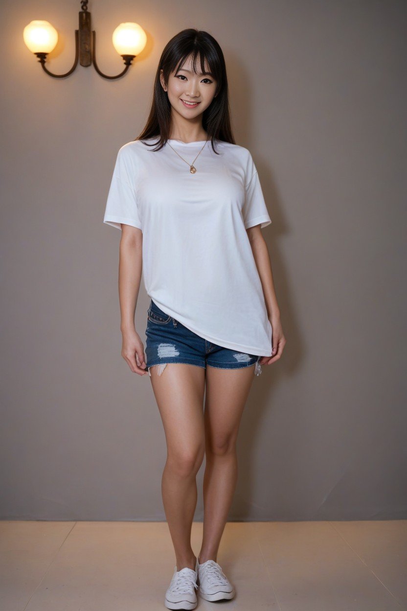 Skinny, Oversized T-shirt, Sexy Singaporean Chinese Woman Shemale AI Porn