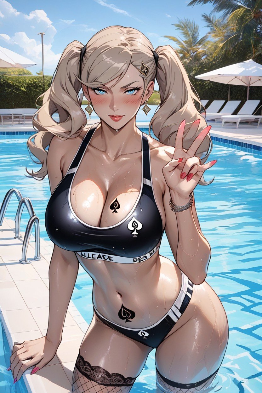 Queen Of Spades Tattoo, Mocking Sign With Hand That Shows, Ann Takamaki Pornografia de IA