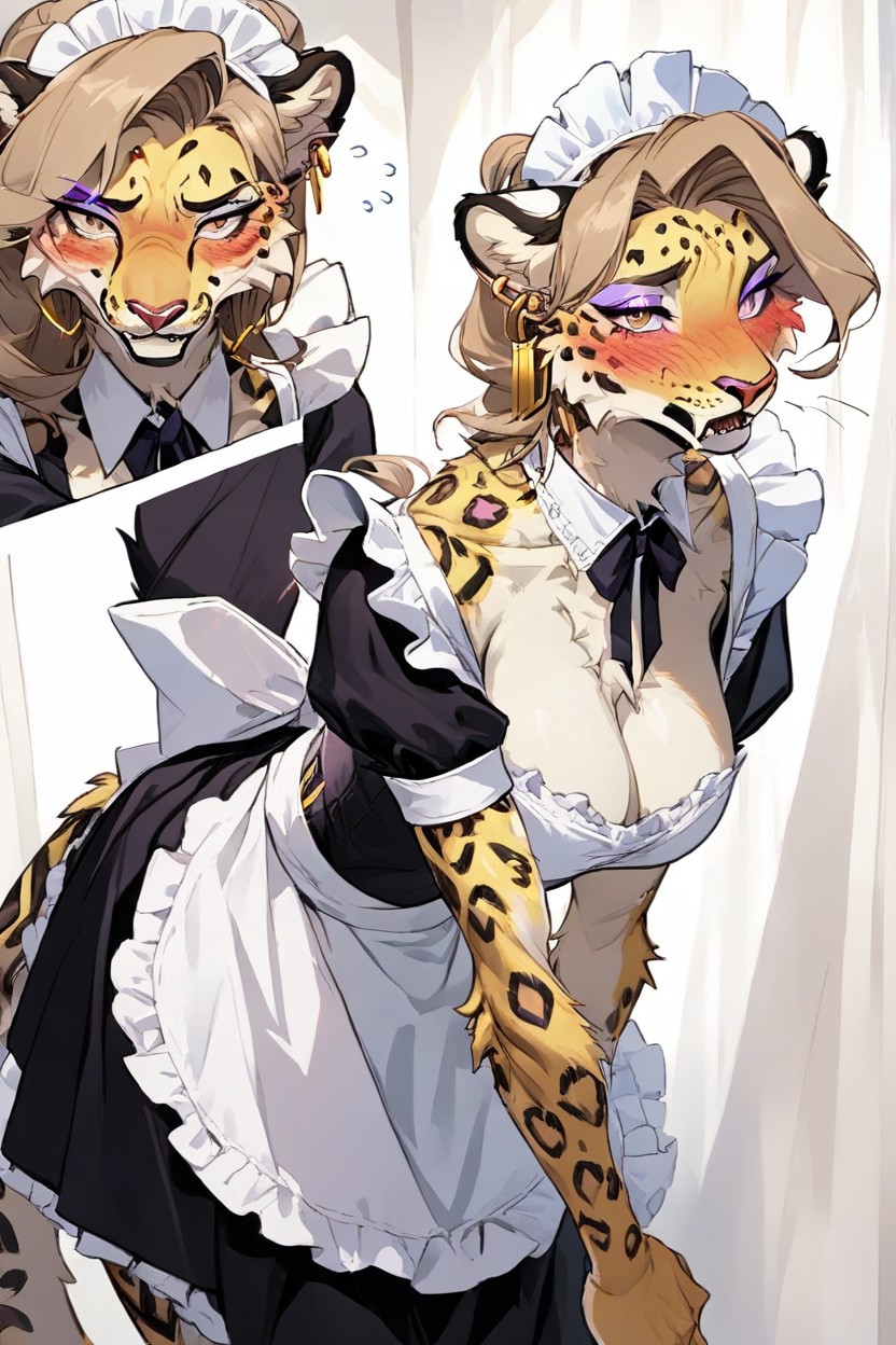 Blushing, Purple Eyeshadow, Yellow Fur AI Gay Porn